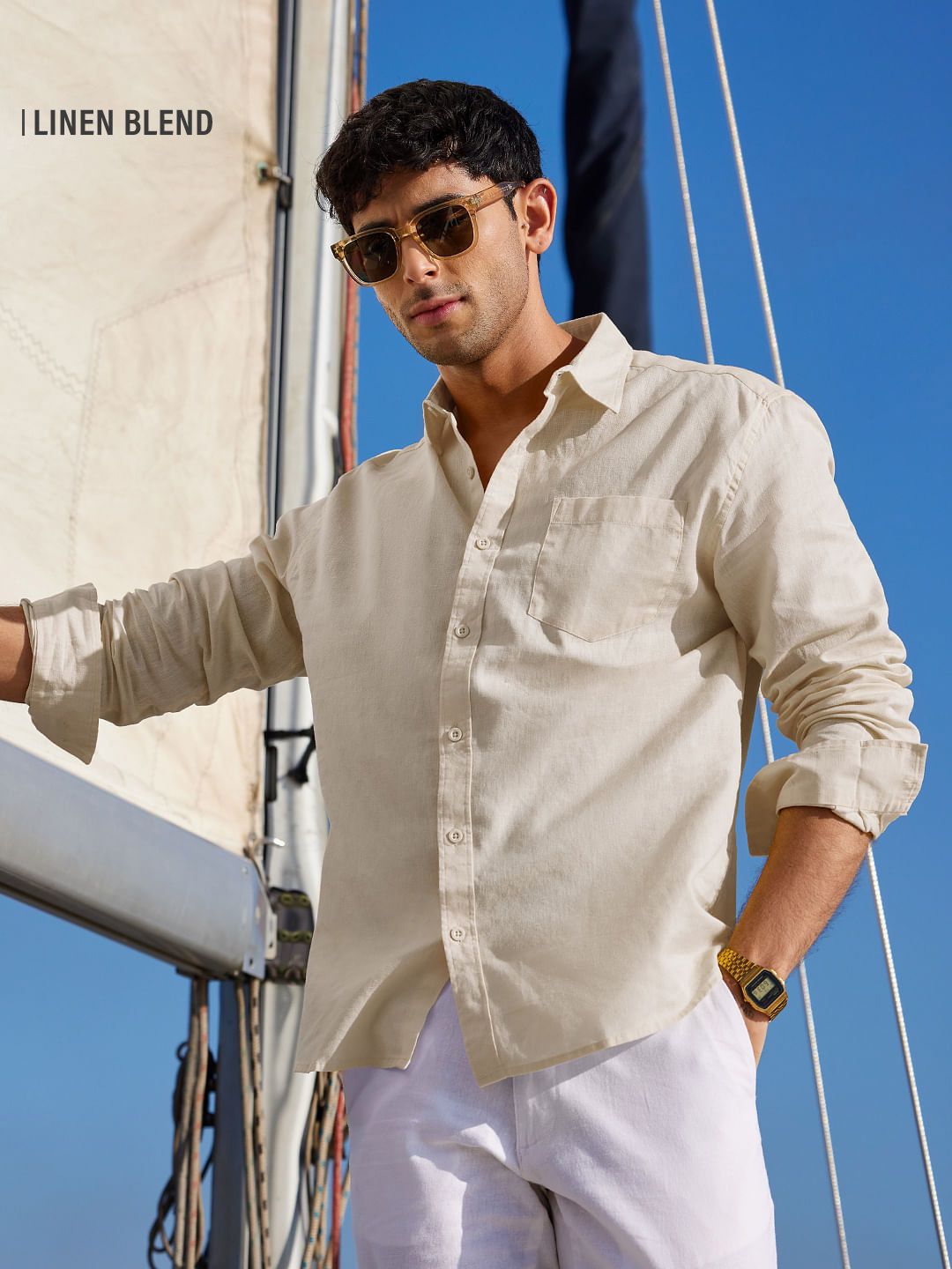 Cotton Linen: Sun-Kissed Beige Cotton Linen Shirts