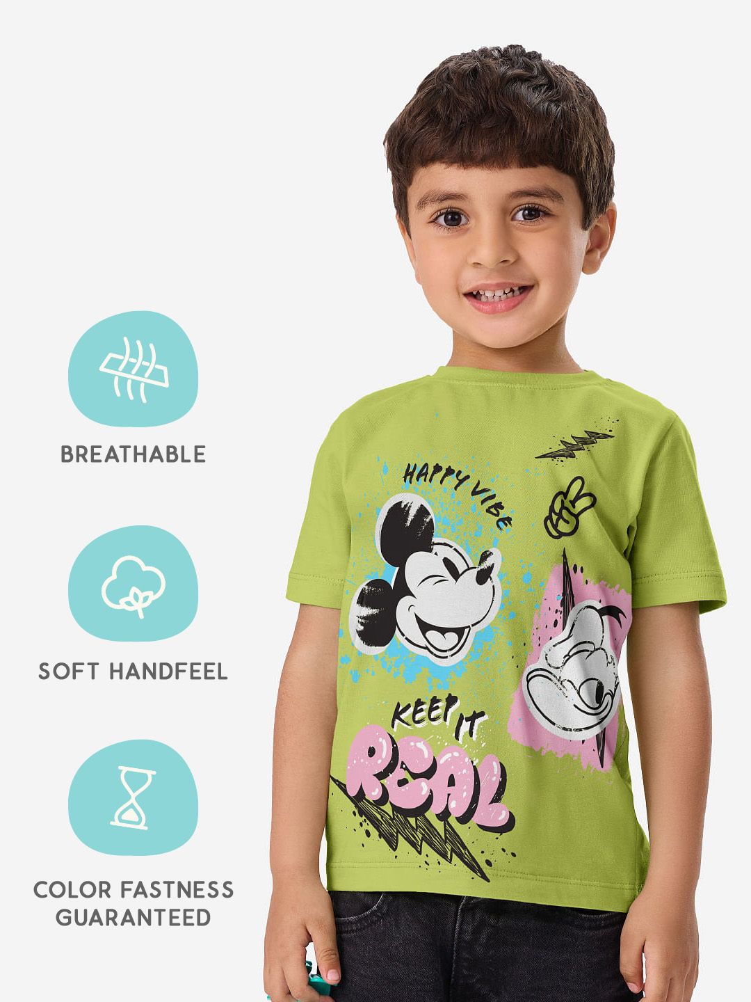 Nautinati Disney Boys Cotton Mickey Mouse Graphic Print Shirt with Chest Pocket