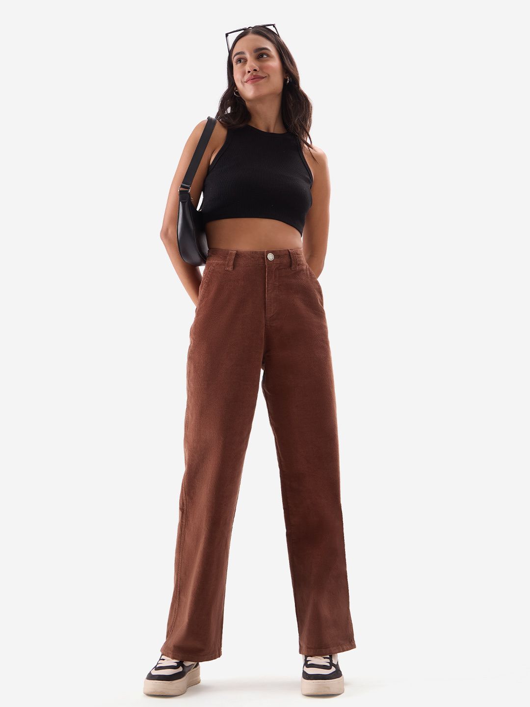 Buy Corduroy Pant: Maroon Red Women Pants