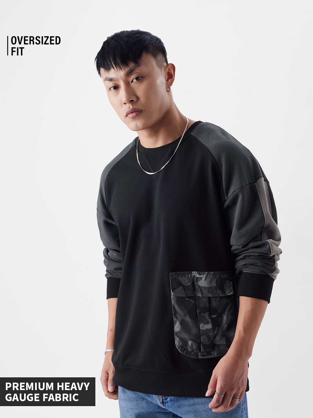 TSS Originals: Black Camo Men Oversized Sweatshirts