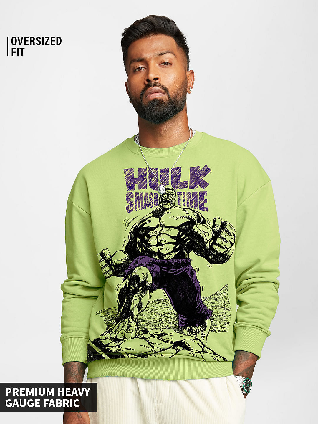 Buy Official Hulk Smash Time Men Oversized Sweatshirt Online