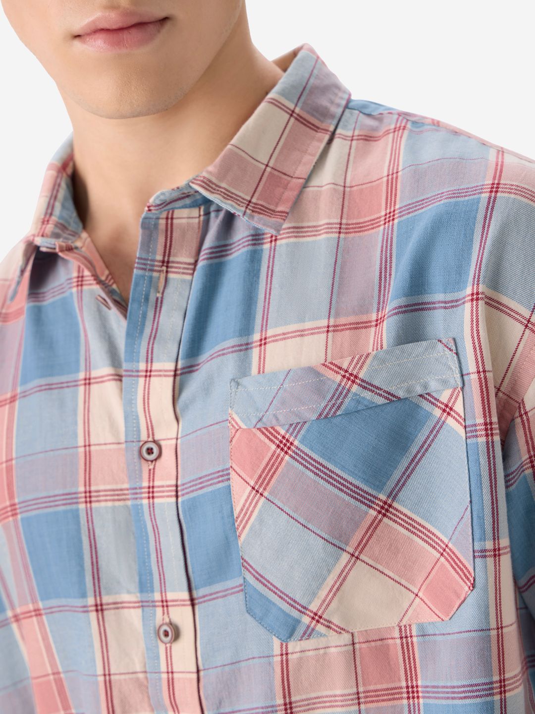 Plaid: Blue, White, Pink Men Relaxed Shirts online