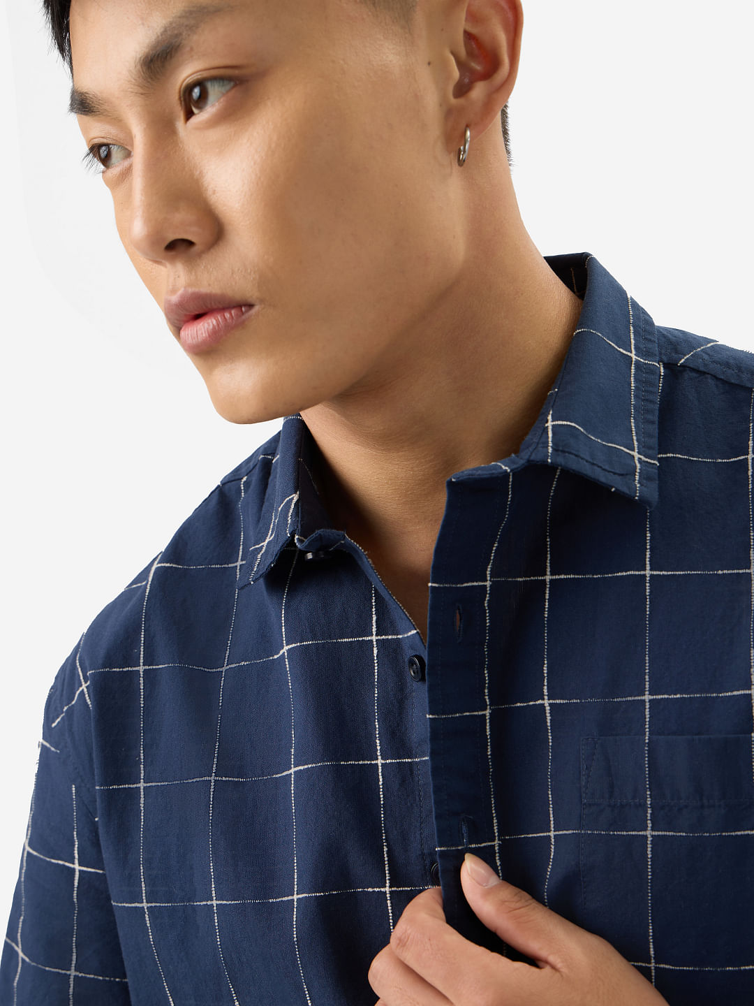 Buy Plaid: Navy Men Half Sleeve Shirts Online