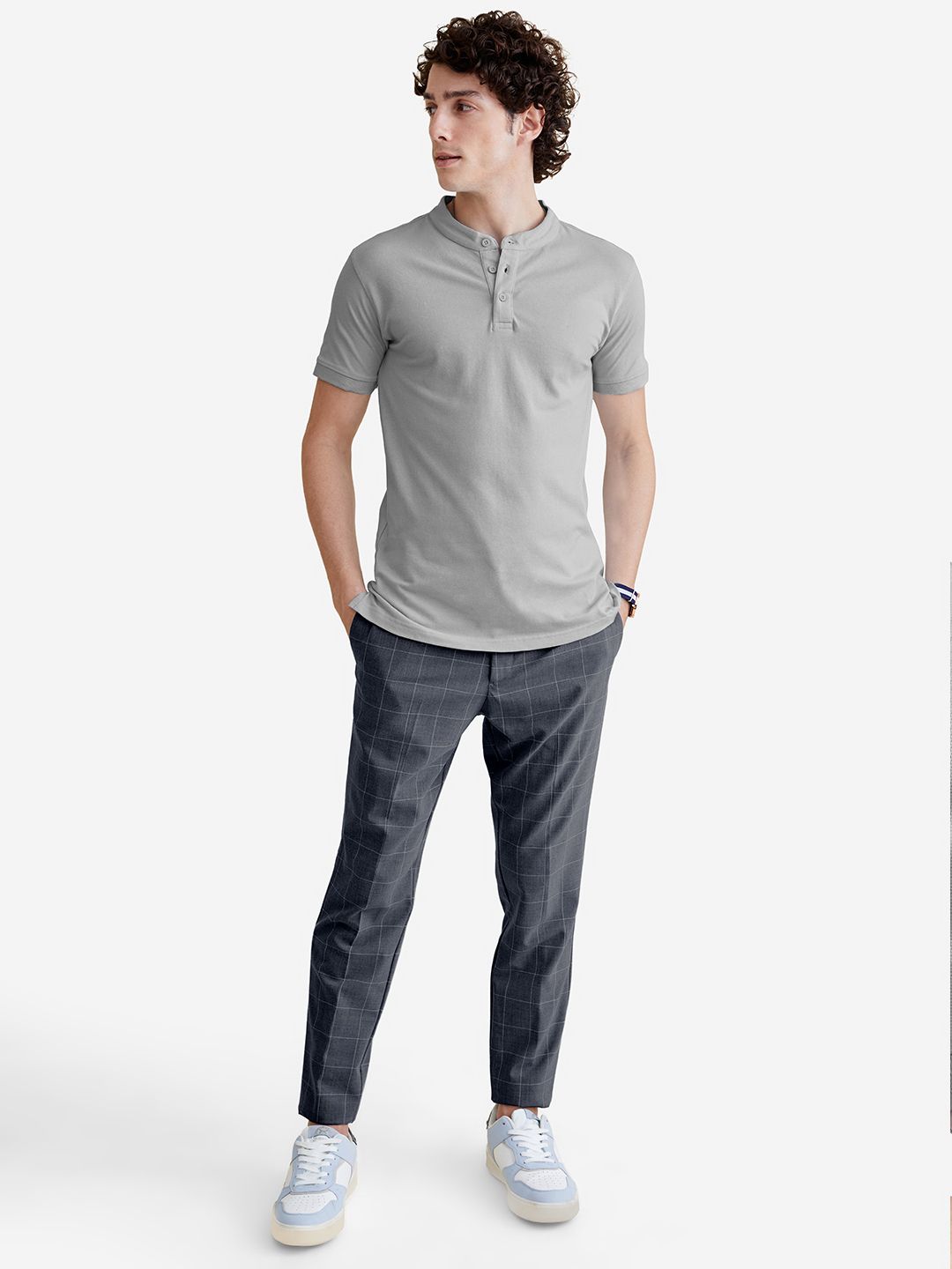 Solids: Light Grey Mandarin Polos price