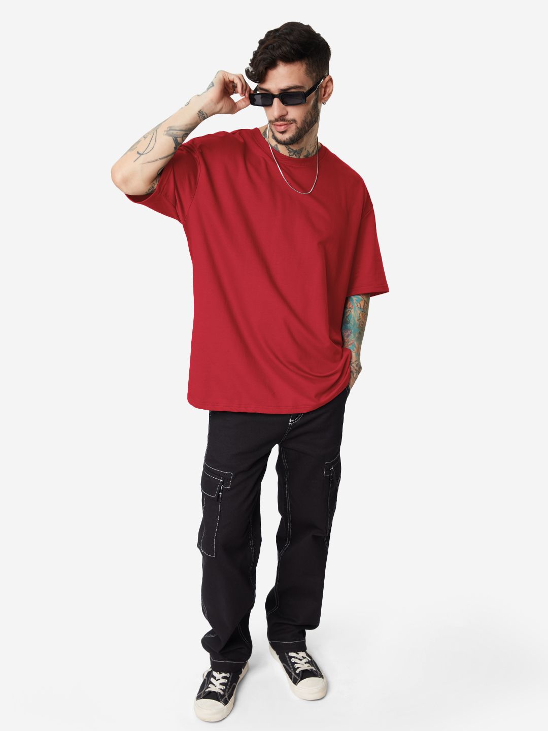 Solids: Classic Red Oversized T-Shirts price
