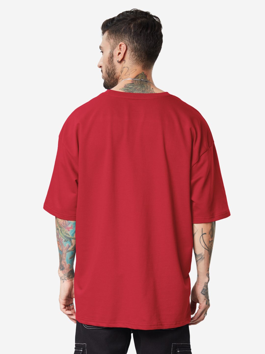 Buy Solids: Classic Red Oversized T-Shirts