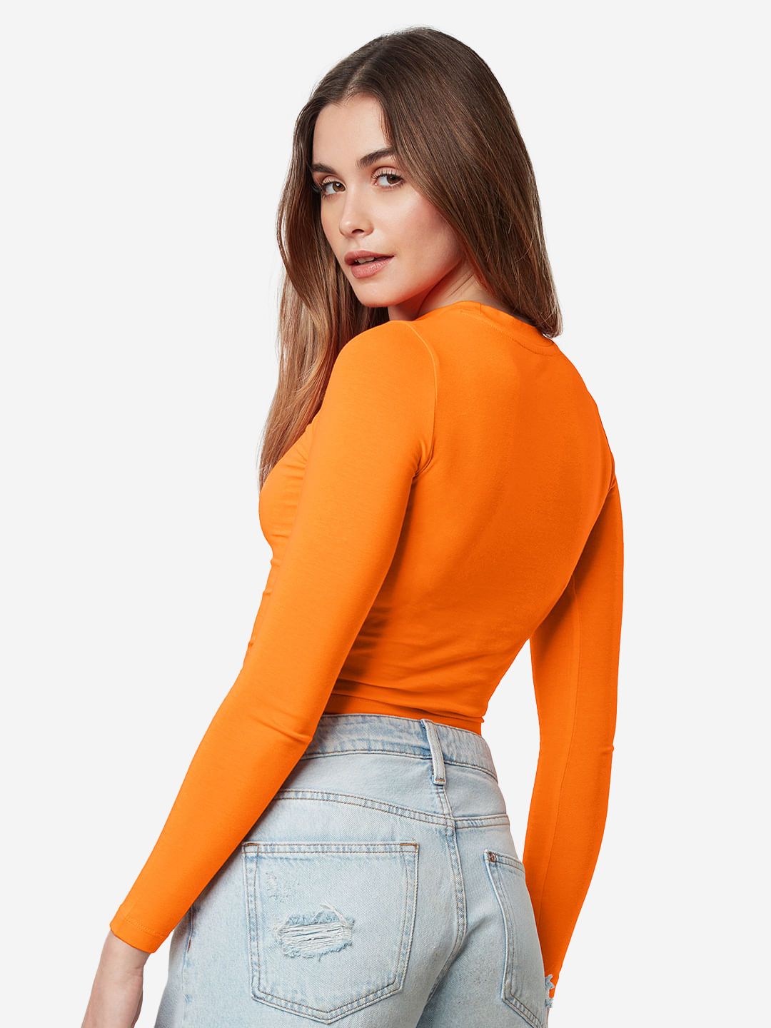 Buy Essential Solids: Orange Women Full Sleeves Tops