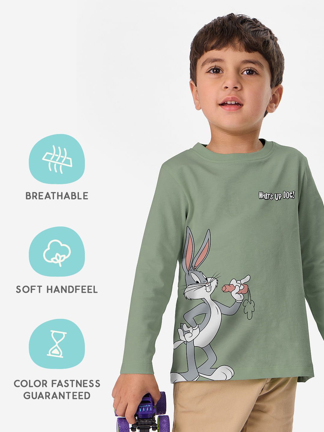 Looney Tunes: What's Up Doc Boys Cotton Full Sleeve T-Shirts (2-8 Yrs)