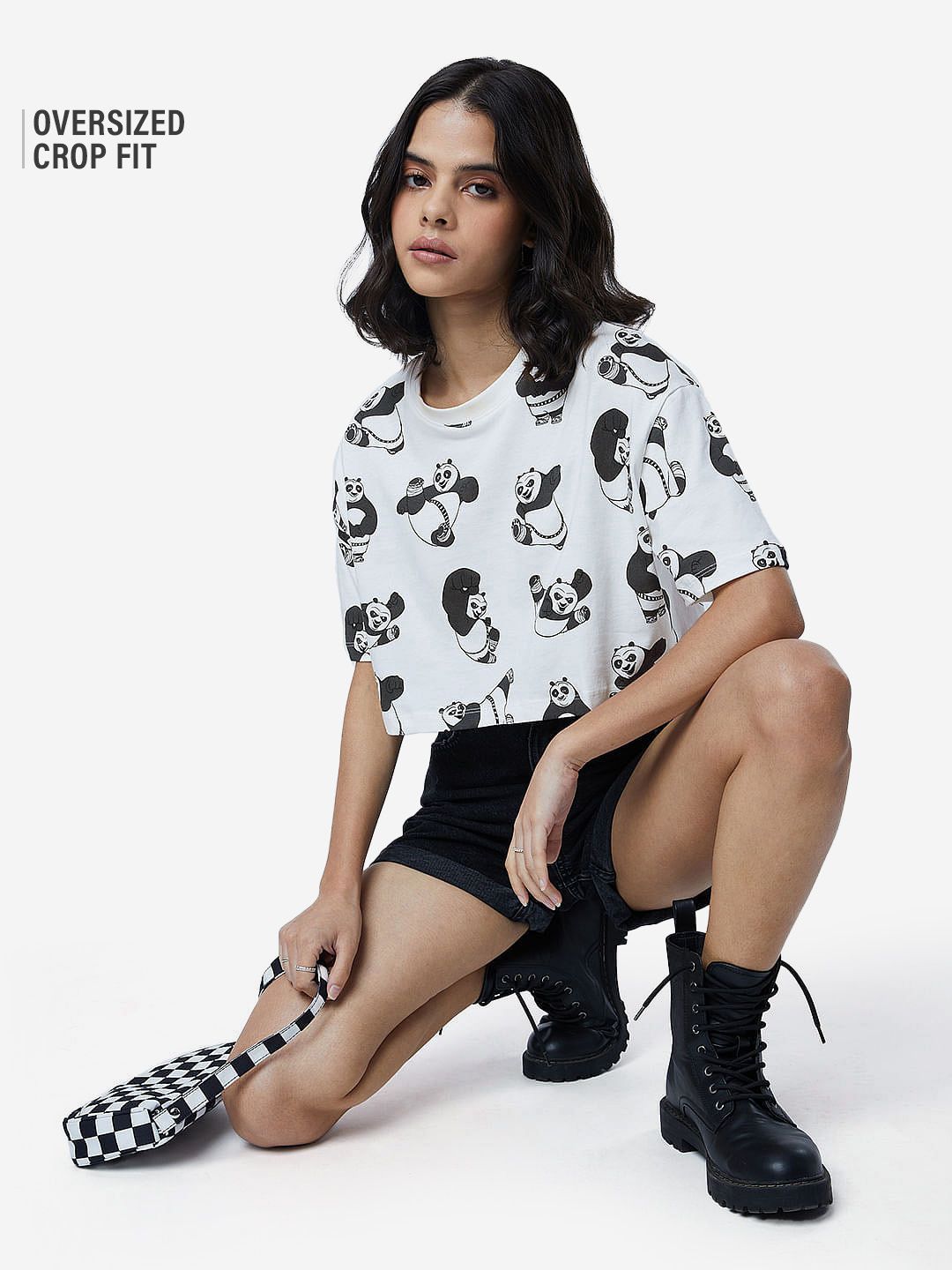 Karate Animals - Red Panda - Kung Fu Panda Puff Sleeve Crop Top main image 1