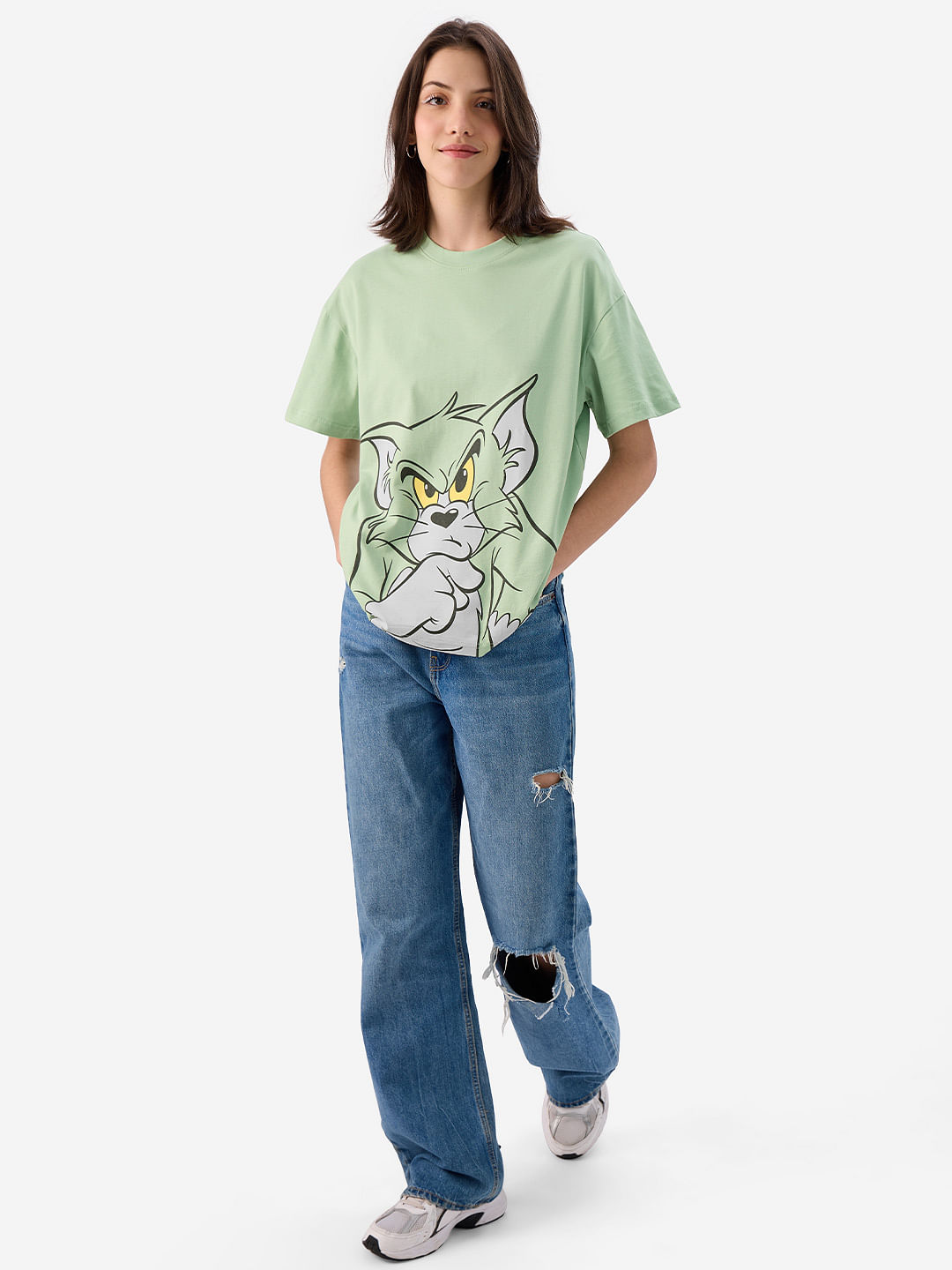 Buy Tom And Jerry: Time To Think Women Oversized T-Shirts Online