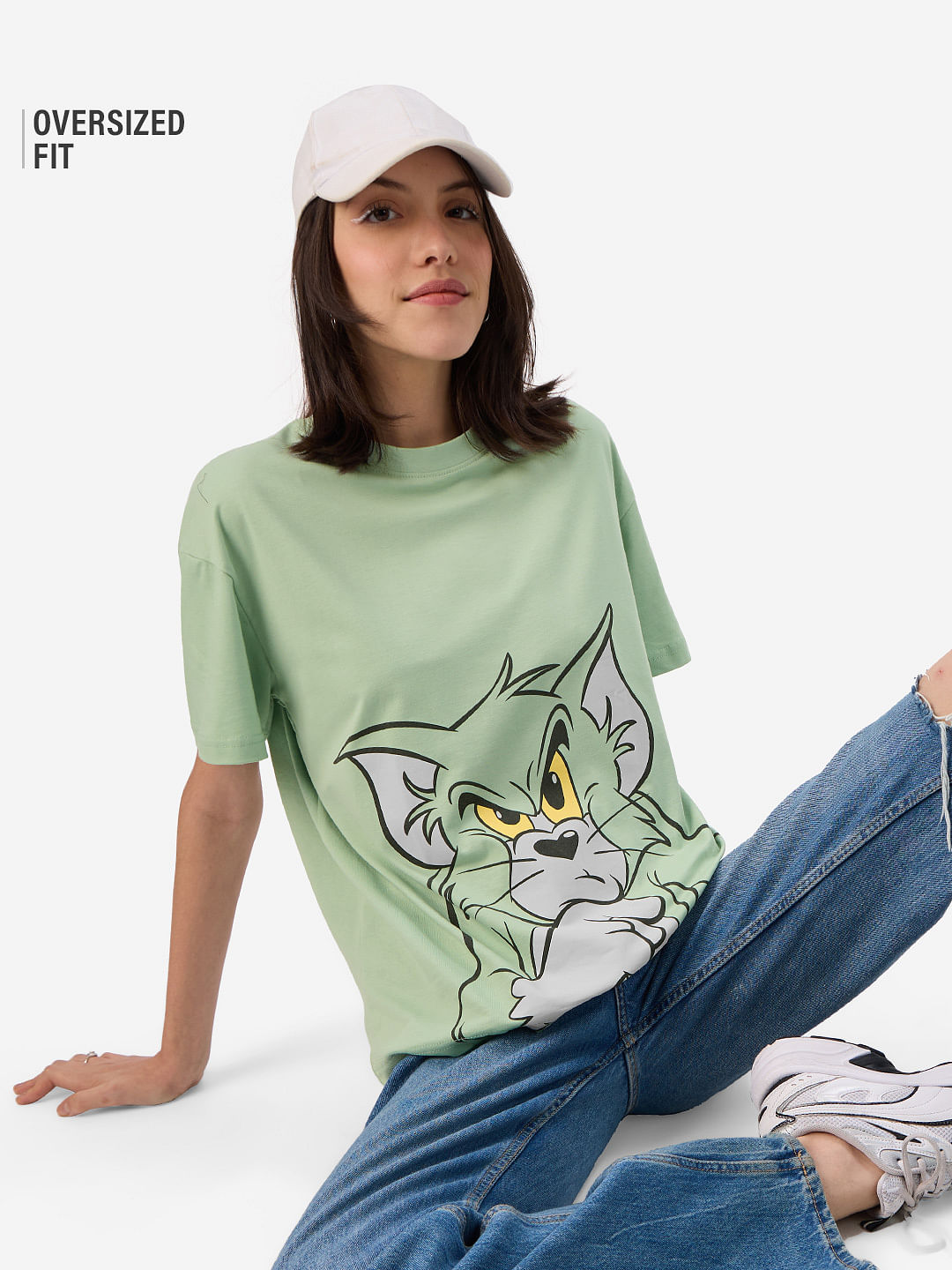 Buy Tom And Jerry: Time To Think Women Oversized T-Shirts Online