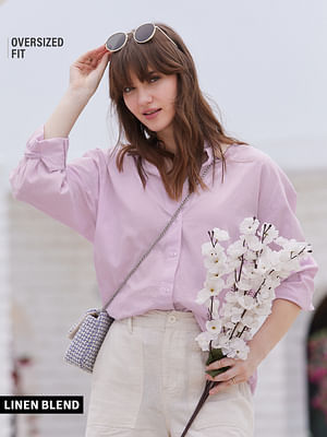 Cotton Linen: Lavender Women Boyfriend Shirts Online