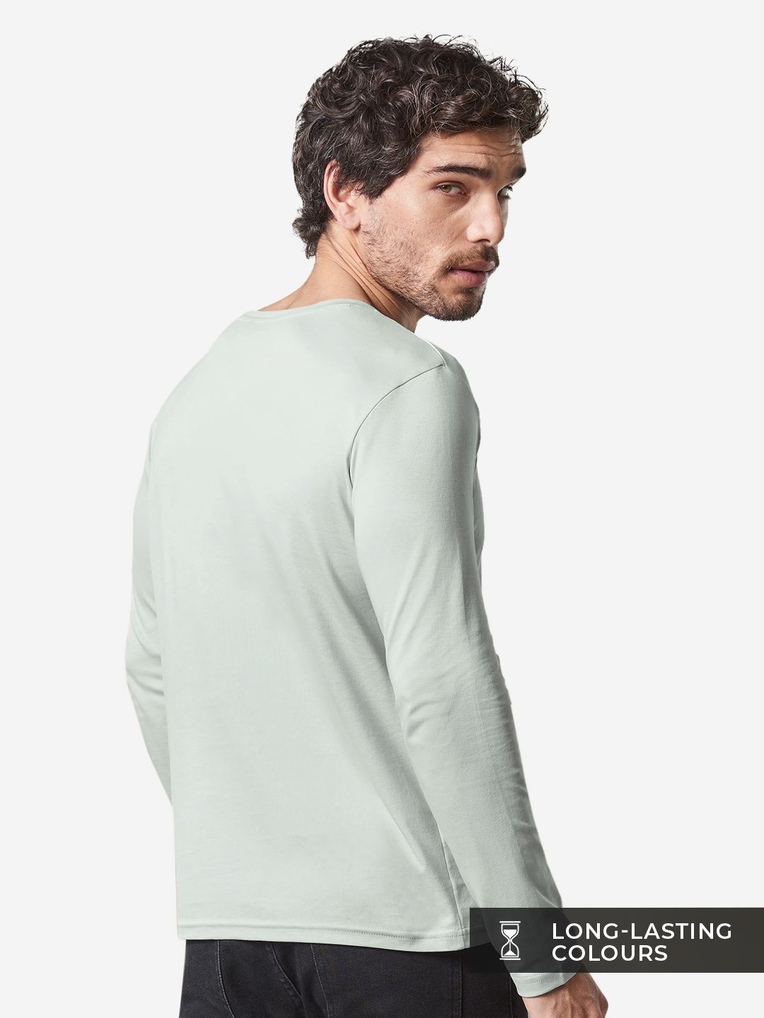 Buy Supima: Frost Grey Supima Full Sleeve Henley T-Shirts