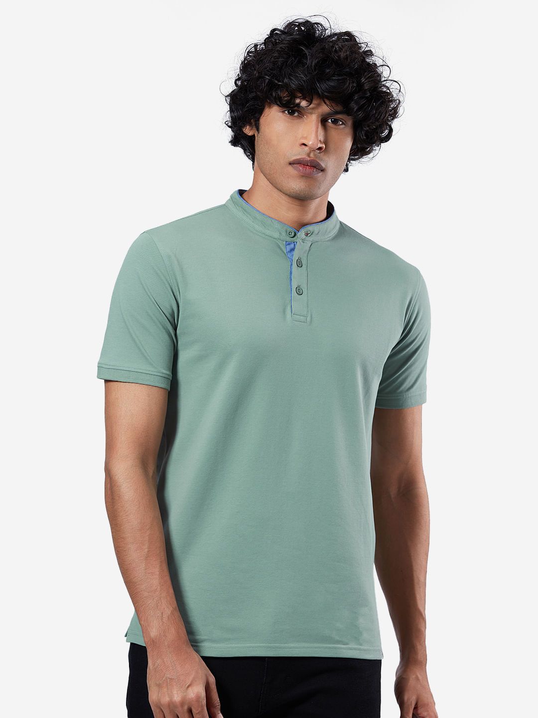 Solids Mandarin Polo: Sage Green (New) Mandarin Polos