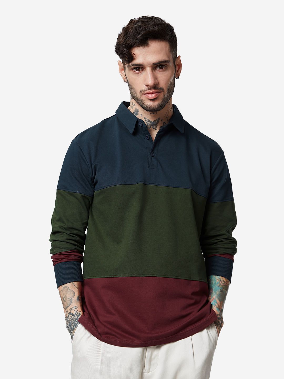 Buy Dark Forest Men's Colorblock Rugby Polo Online