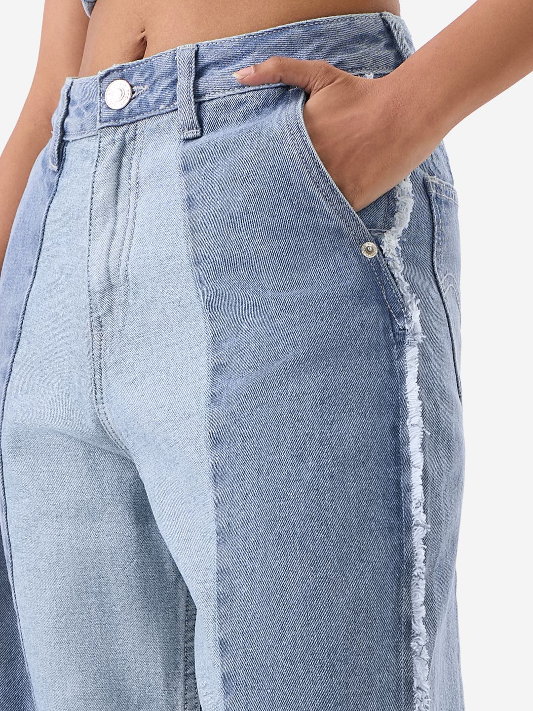 Solids: Sky Blue (Wide Leg Fit) Women Jeans online