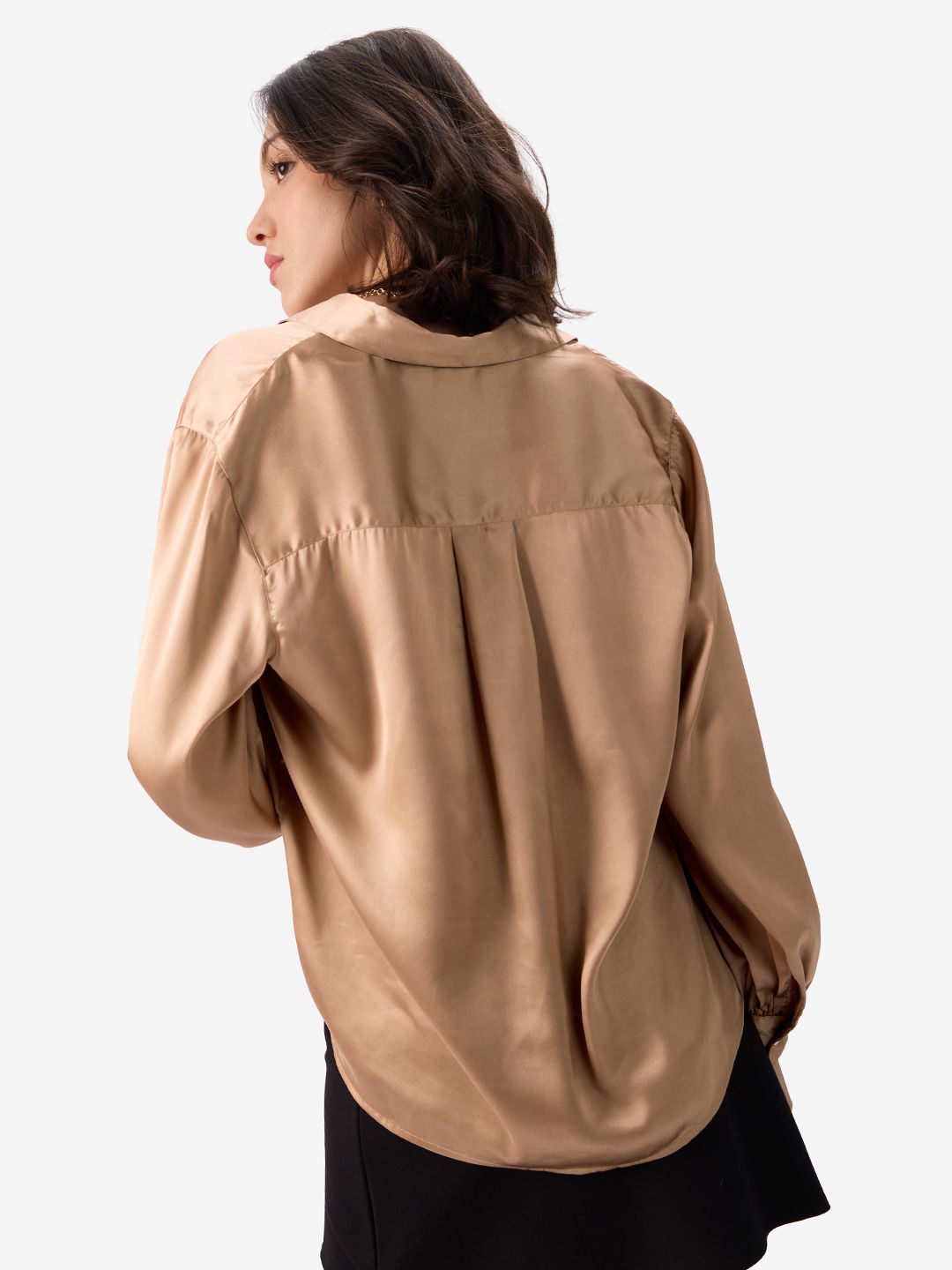 Buy Satin Shirt: Brown Women Shirts