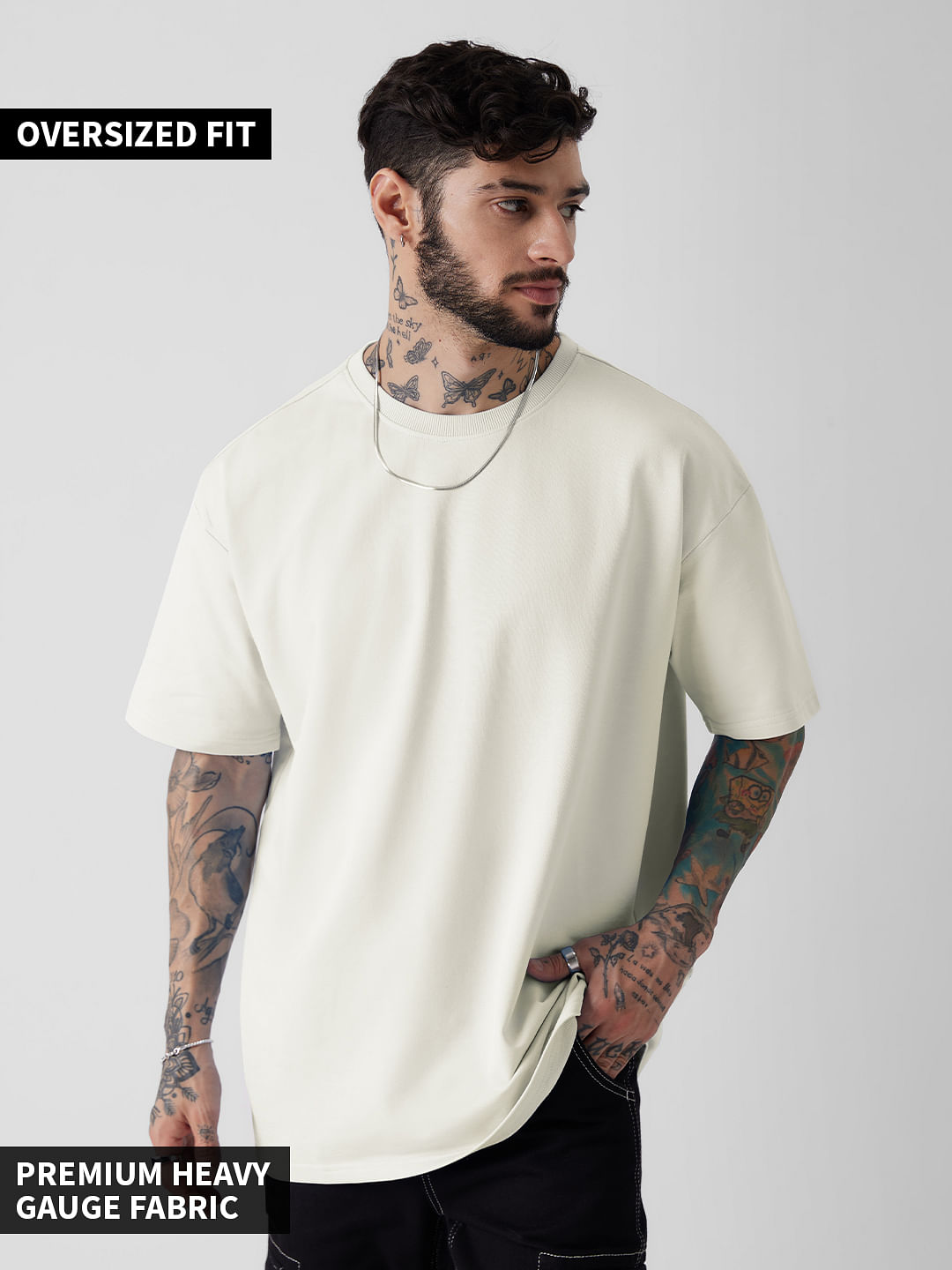 Buy Solids: Eggshell White Oversized T-Shirts Online