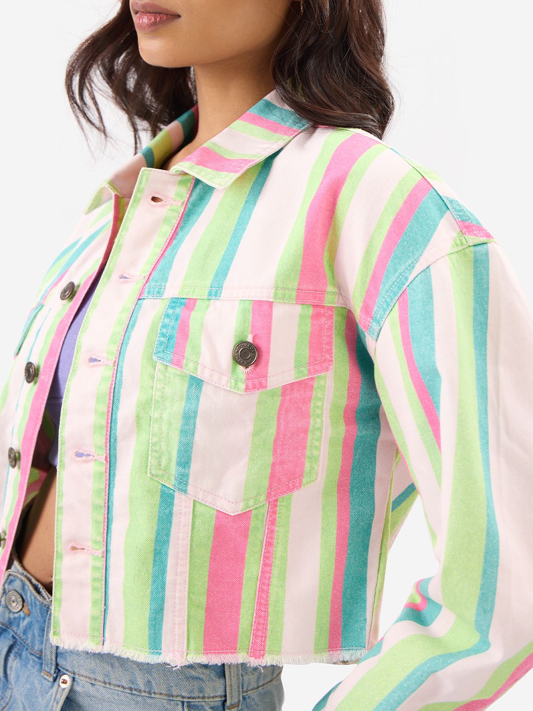 TSS Originals: Blossom Stripes Women Denim Jackets online