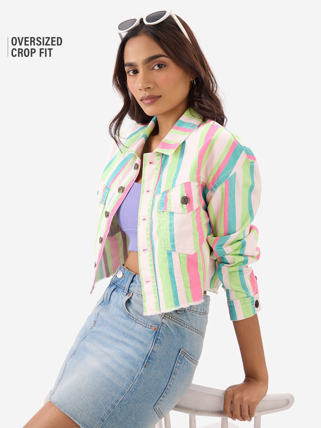 TSS Originals: Blossom Stripes Women Denim Jackets
