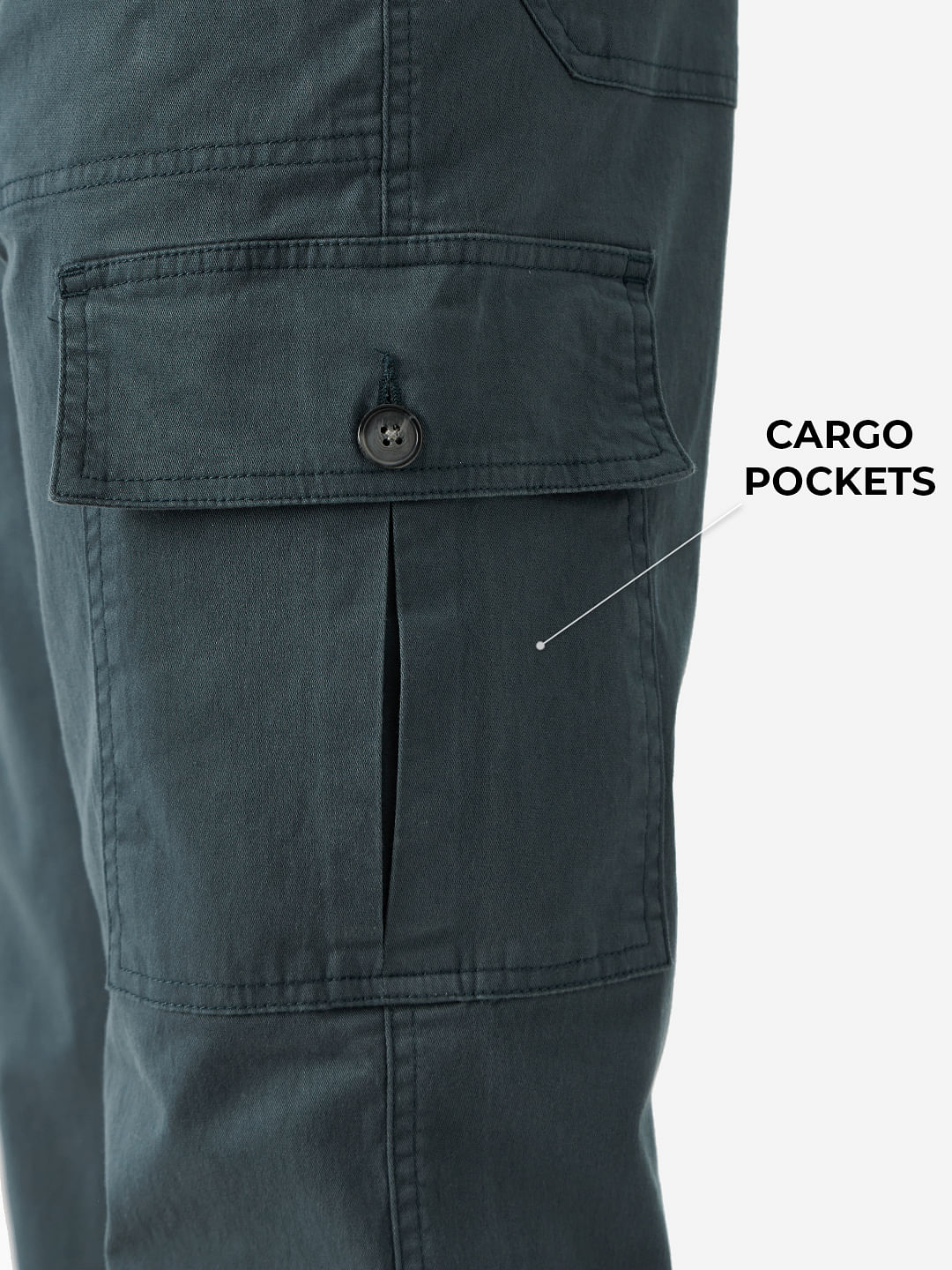 Buy Solids: Dark Slate Men Cargo Pants Online