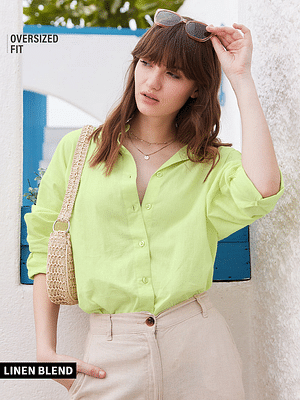 Buy Cotton Linen Lime Women Boyfriend Shirts online at The Souled Store