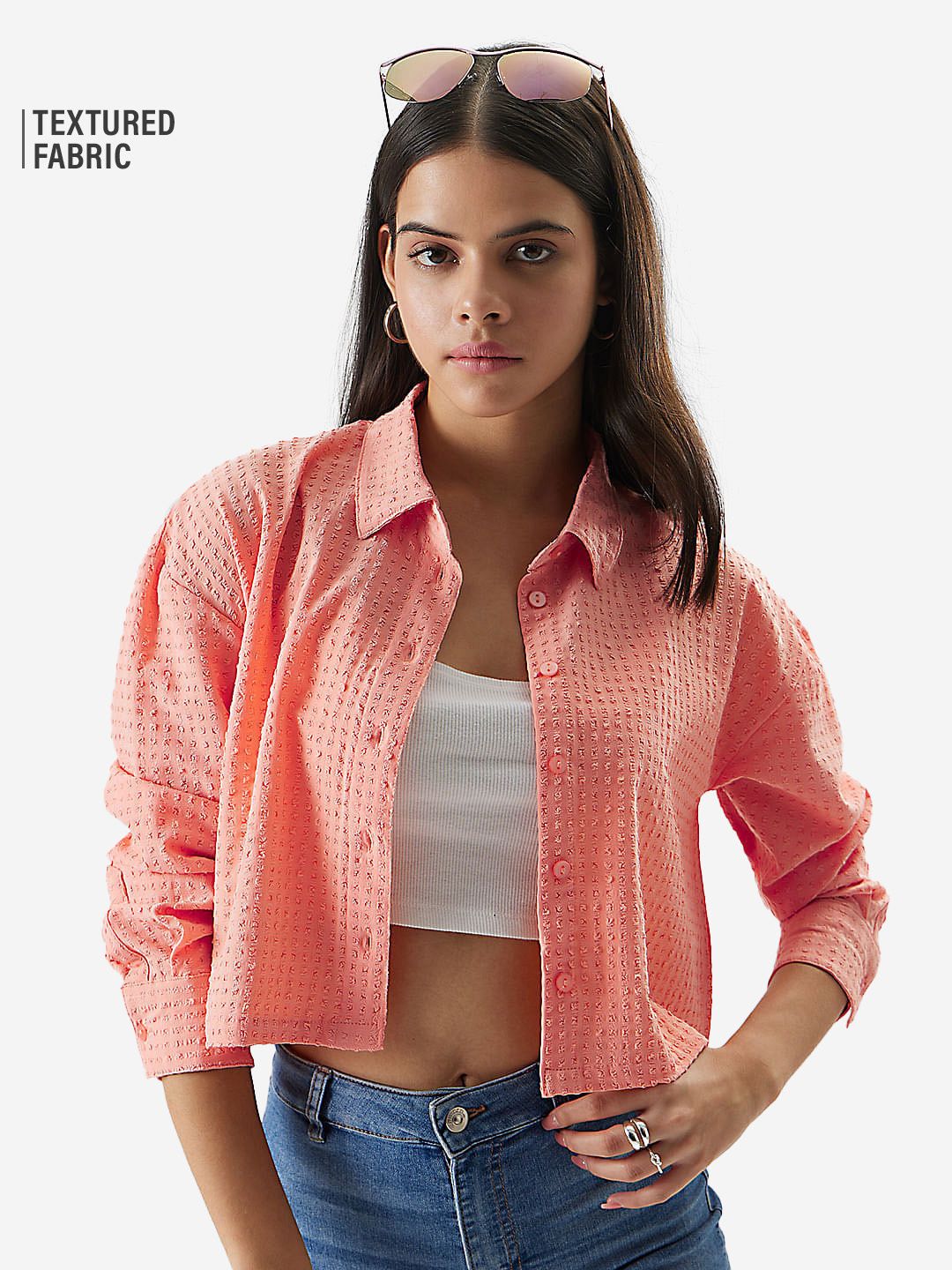 Buy Textured Top Peach Women Boxy Fit Shirts online at The Souled Store.