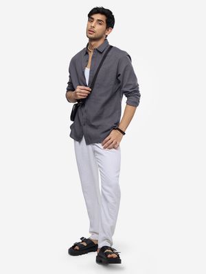 Cotton Linen: Dark Grey Cotton Linen Shirts By The Souled Store