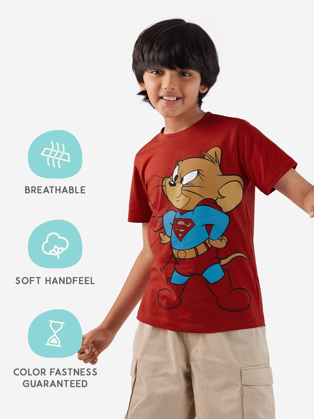 Tom And Jerry: Super Jerry Boys Cotton T-Shirts (2-8 Yrs)