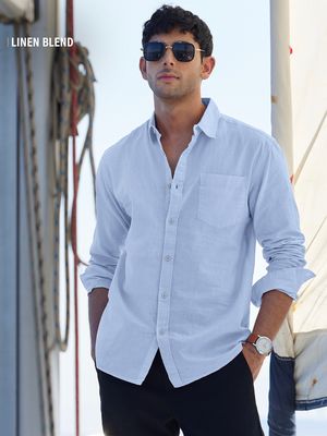 Cotton Linen: Sky Blue Cotton Linen Shirts By The Souled Store