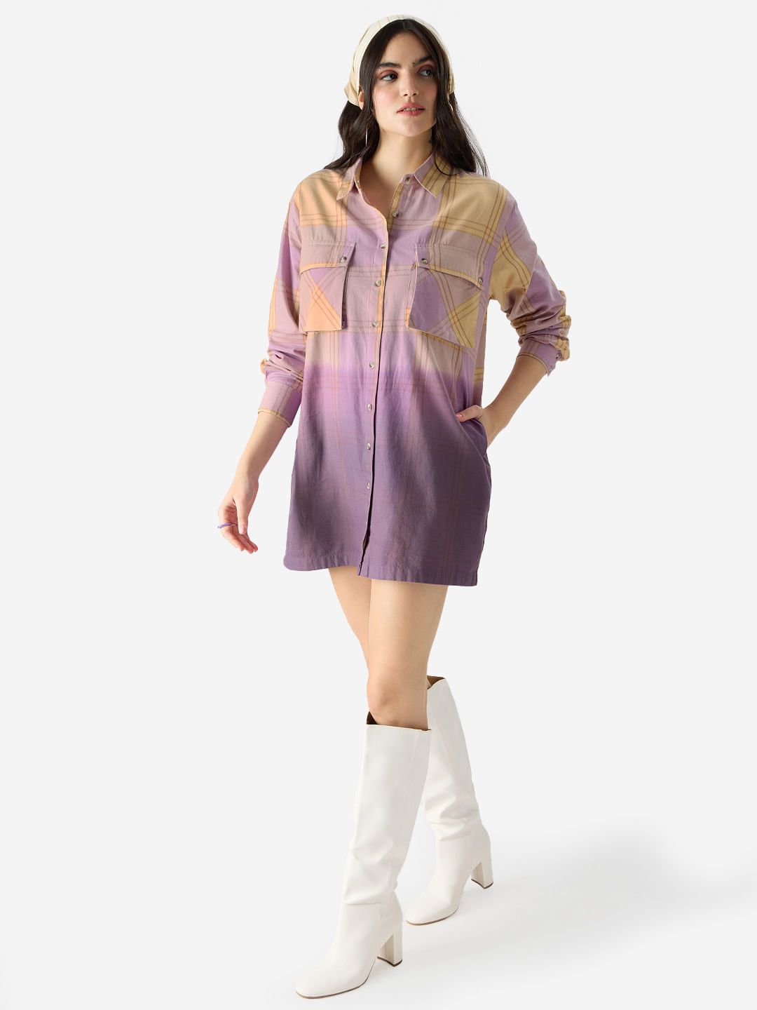 TSS: Purple (Tie Dye) Women Oversized Shirt Dresses price