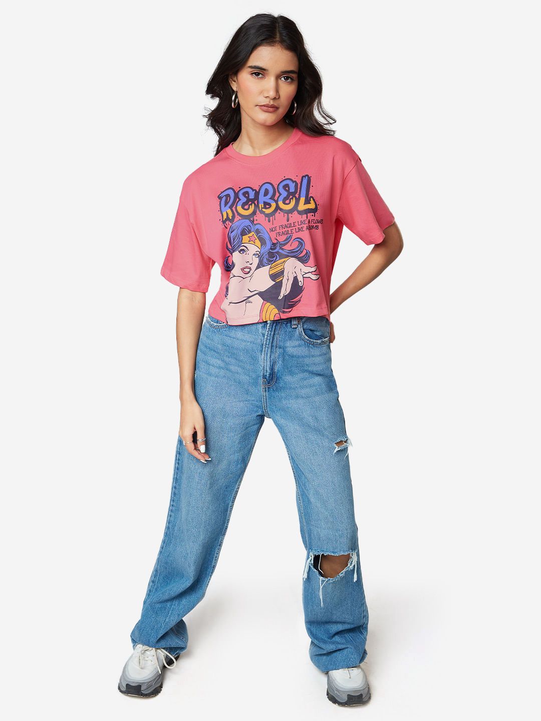 Wonder Woman: Rebel Women Oversized Cropped T-Shirts price