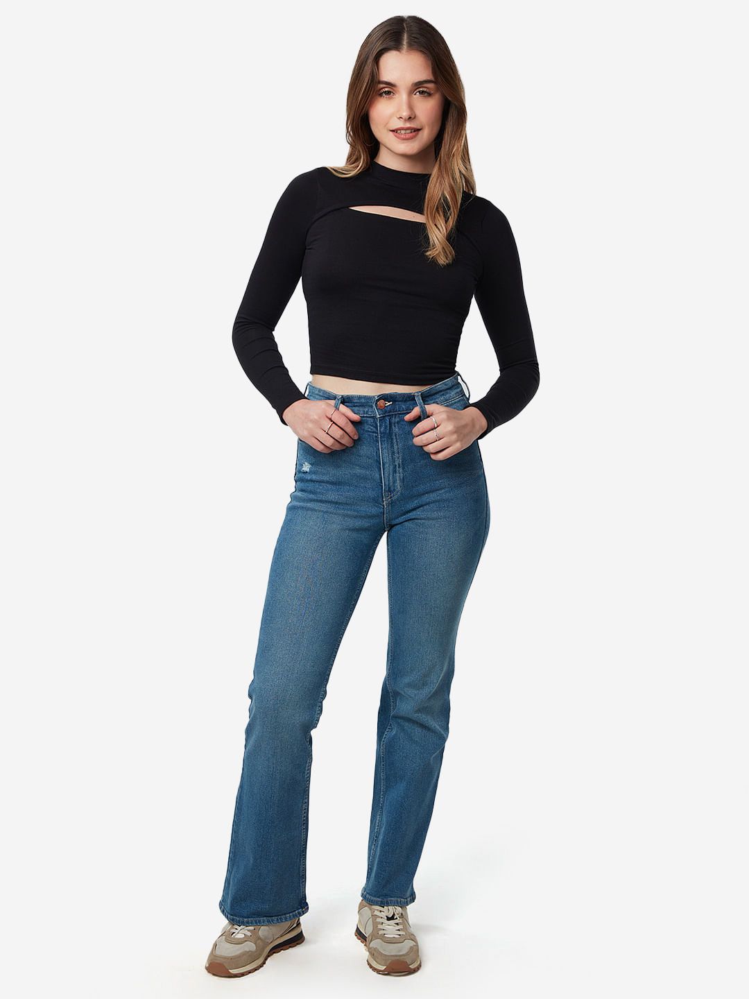 Essential Solids: Black Women Full Sleeves Tops price