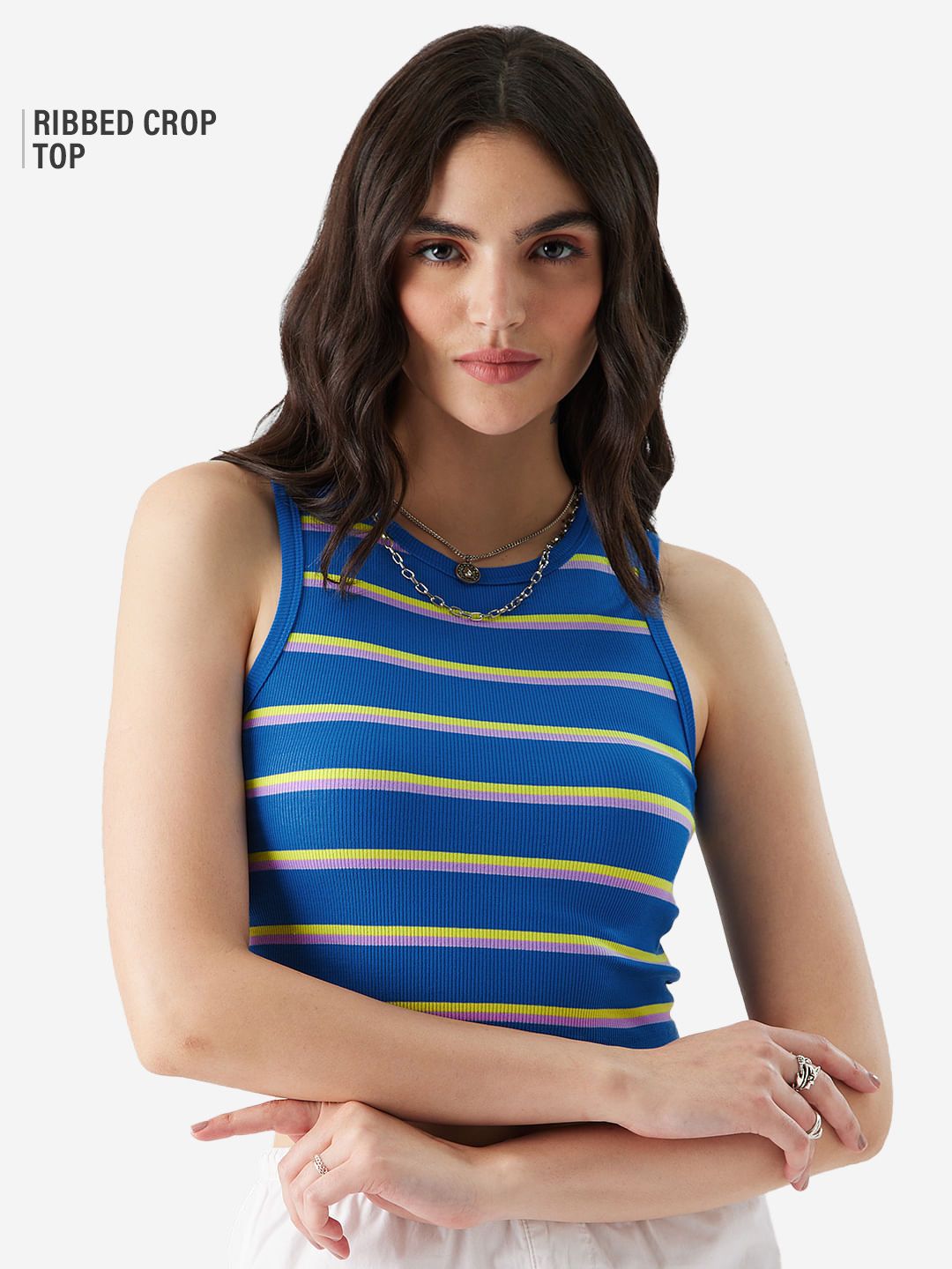 Buy Solids Carolina Stripes Cropped Tank Tops online at The Souled Store.
