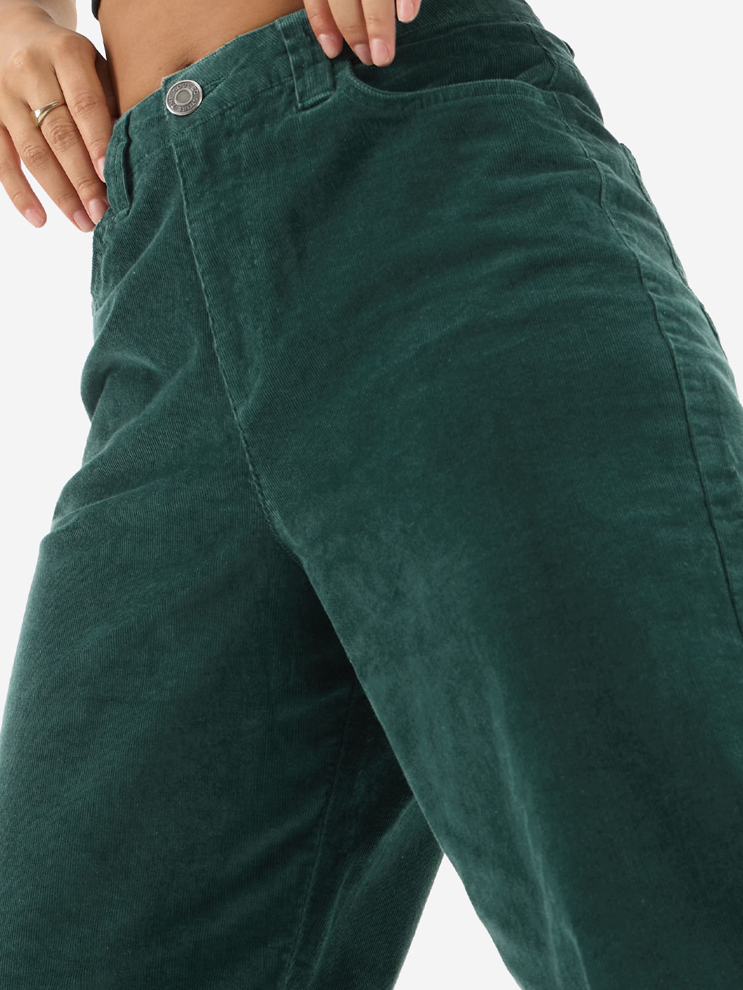 Buy Corduroy Pants: Emerald Green Women Pants online at The Souled Store.