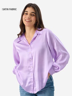 Satin Shirt: Lilac Cider Women Shirts By The Souled Store