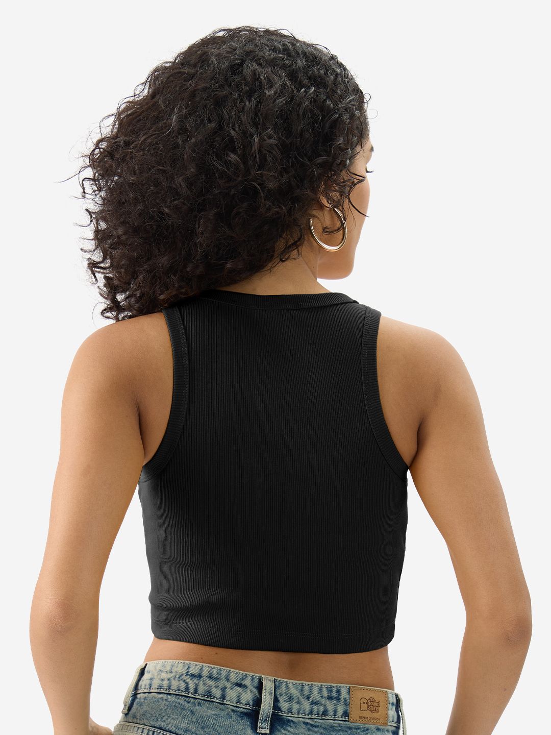 Buy Ribbed Tank Top: Noir Women Tank Tops