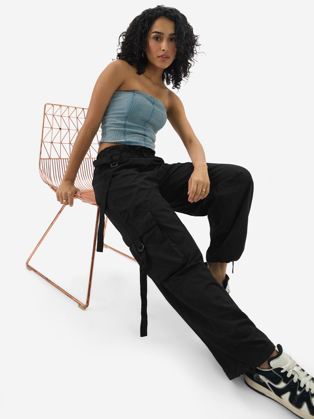Parachute Pants: Black Women Cargo Pants price