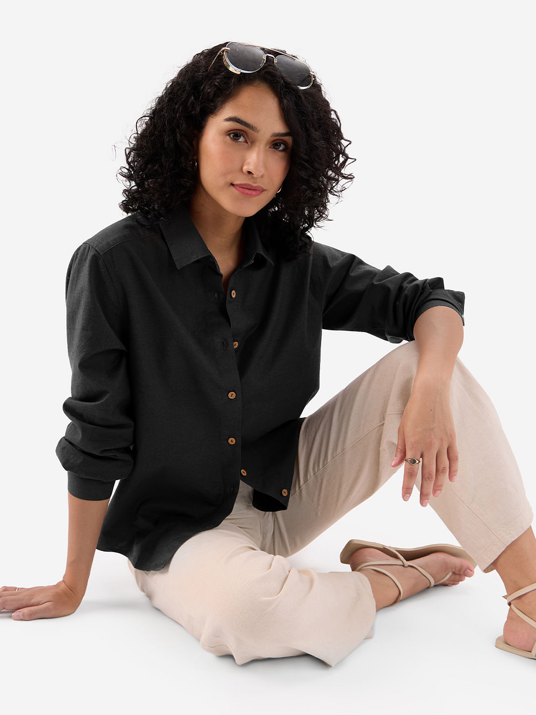 Buy Cotton Linen: Black Women Shirts online at The Souled Store.