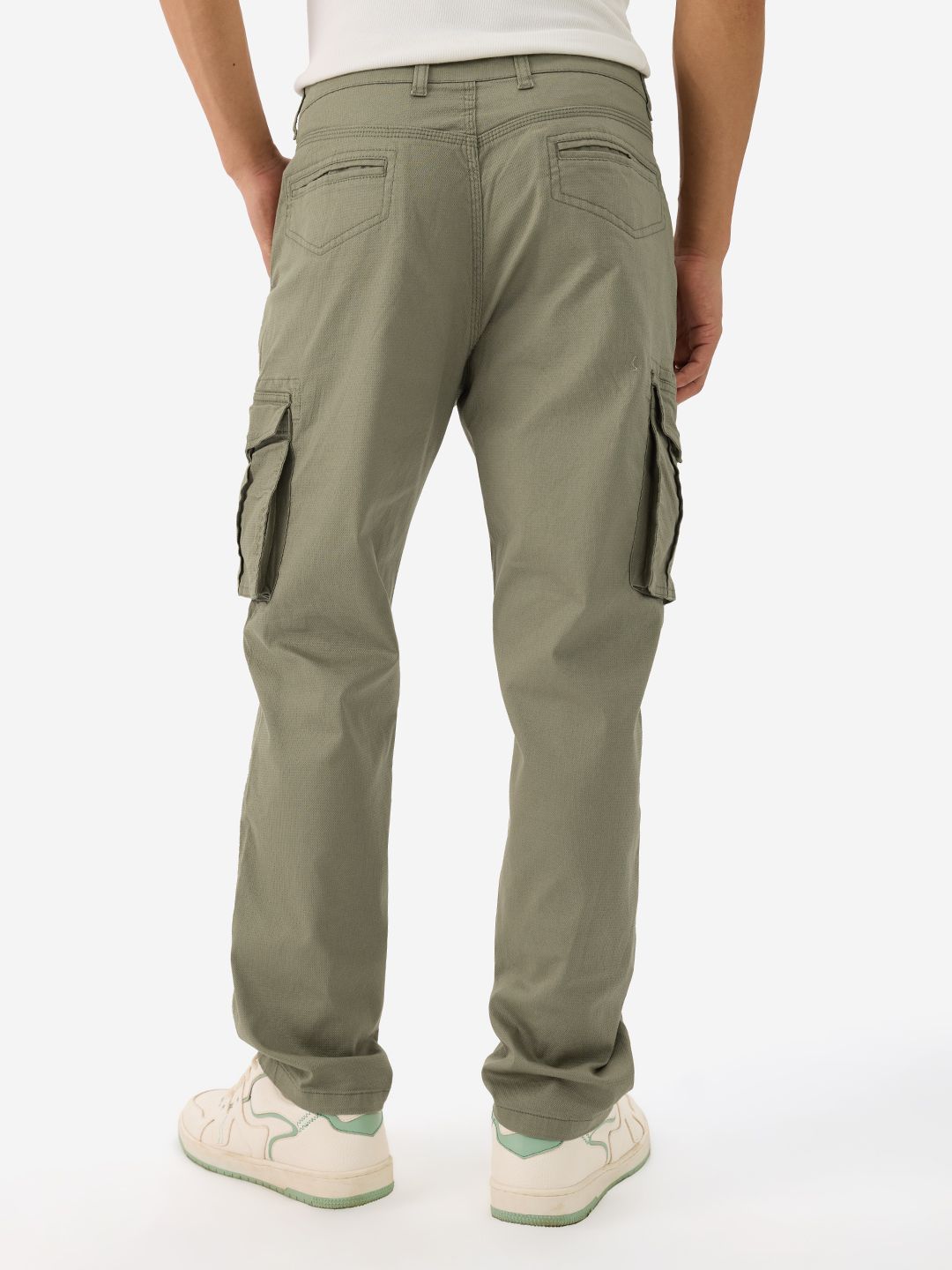 Buy Solids: Mossy Green Men Cargo Pants