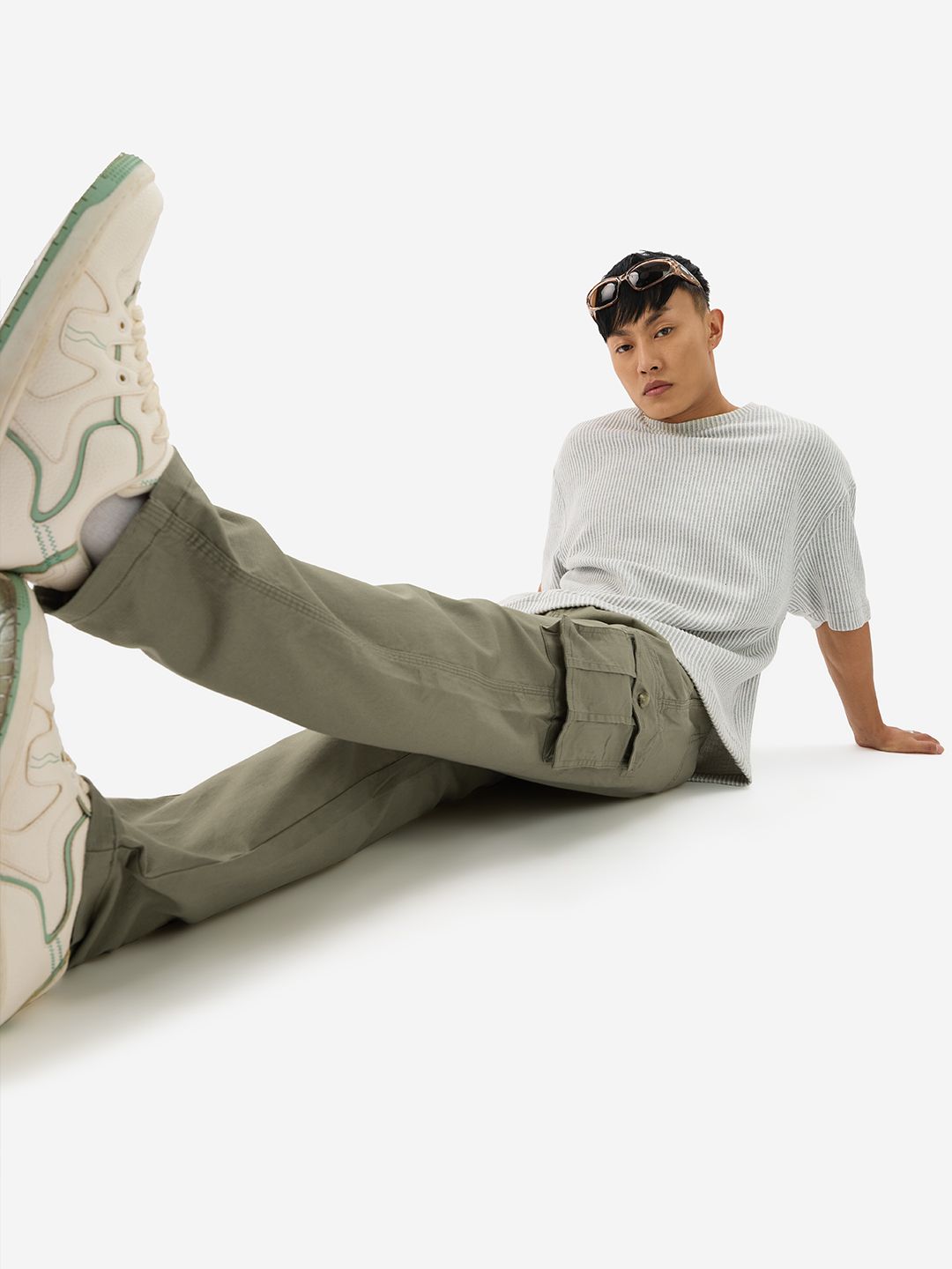 Solids: Mossy Green Men Cargo Pants price