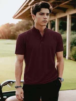 Solids: Rich Maroon Mandarin Polos Online
