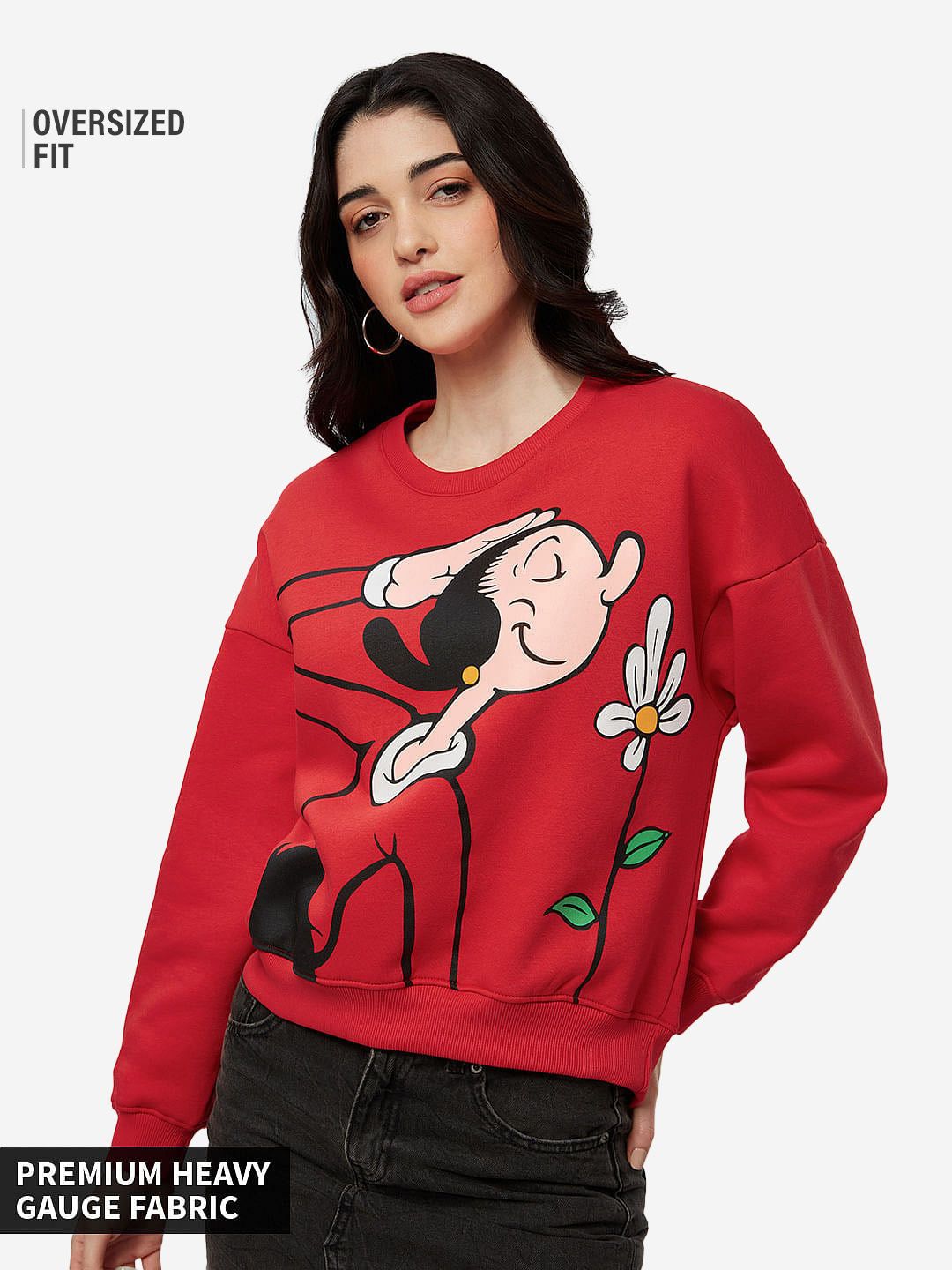 Popeye: Flower Power Women Oversized Sweatshirts