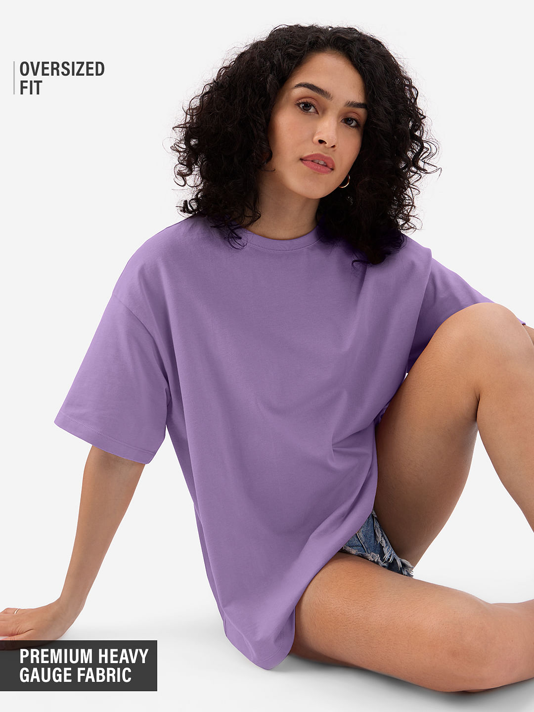 Buy Solids Lavender Purple Women Oversized T Shirts Online At The