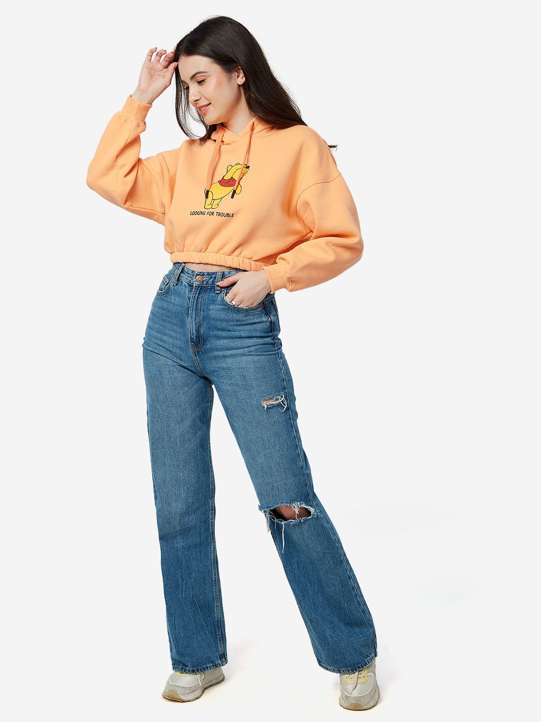 Winnie The Pooh: Looking For Trouble Women Cropped Oversized Hoodies online