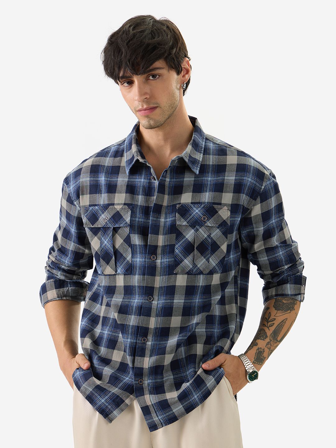 Plaid Shirt: Golden Horizon Men Utility Shirts online