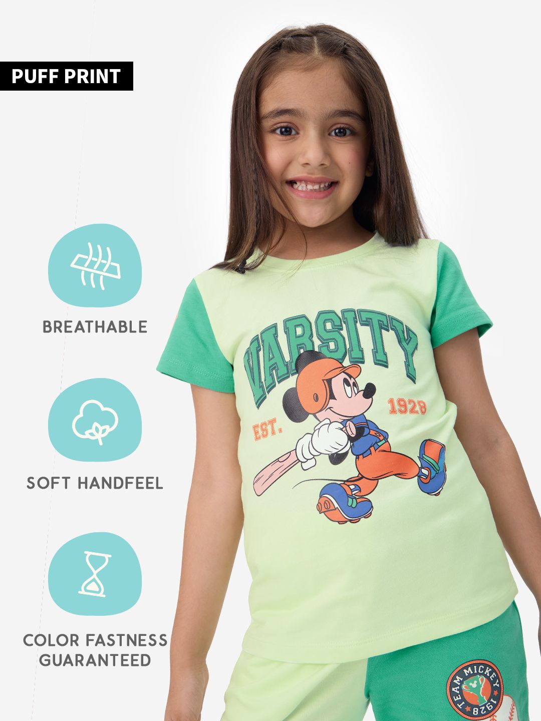 Mickey Mouse: Athletic League Girls Cotton T-Shirts (2-8 Yrs) Online