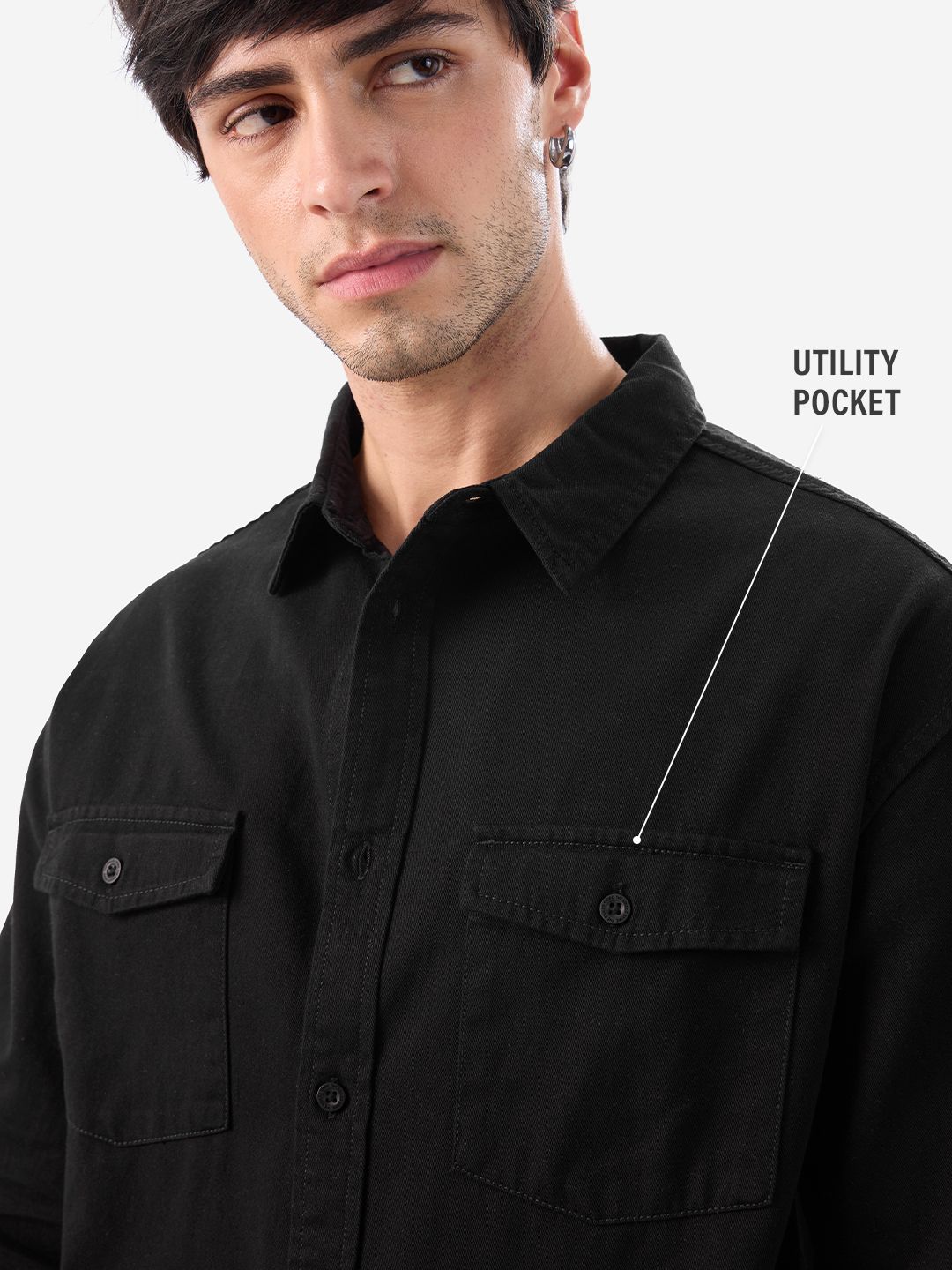 Solids: Mystic Black Men Utility Shirts online