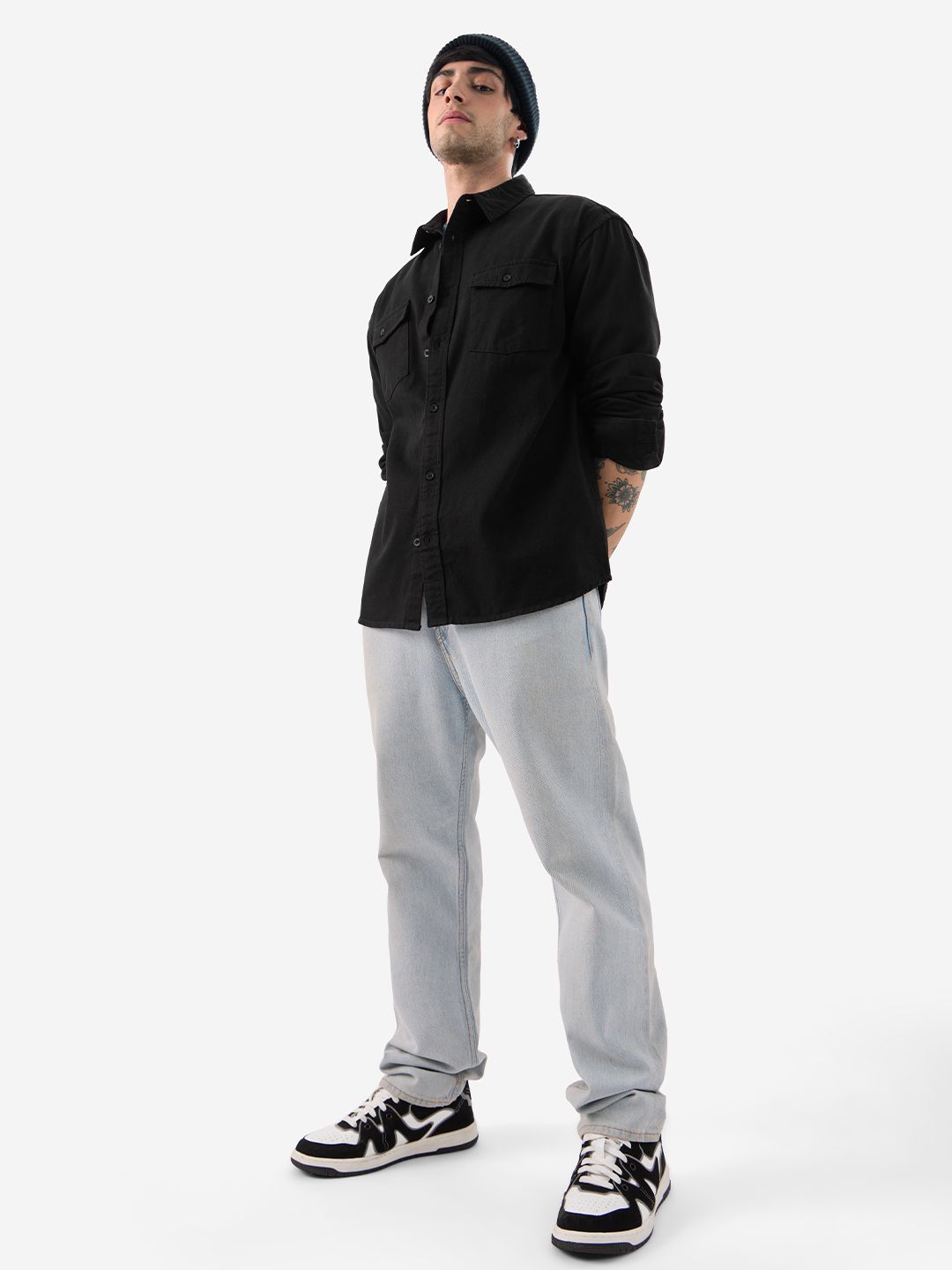 Buy Solids Mystic Black Men's Utility Shirts Online