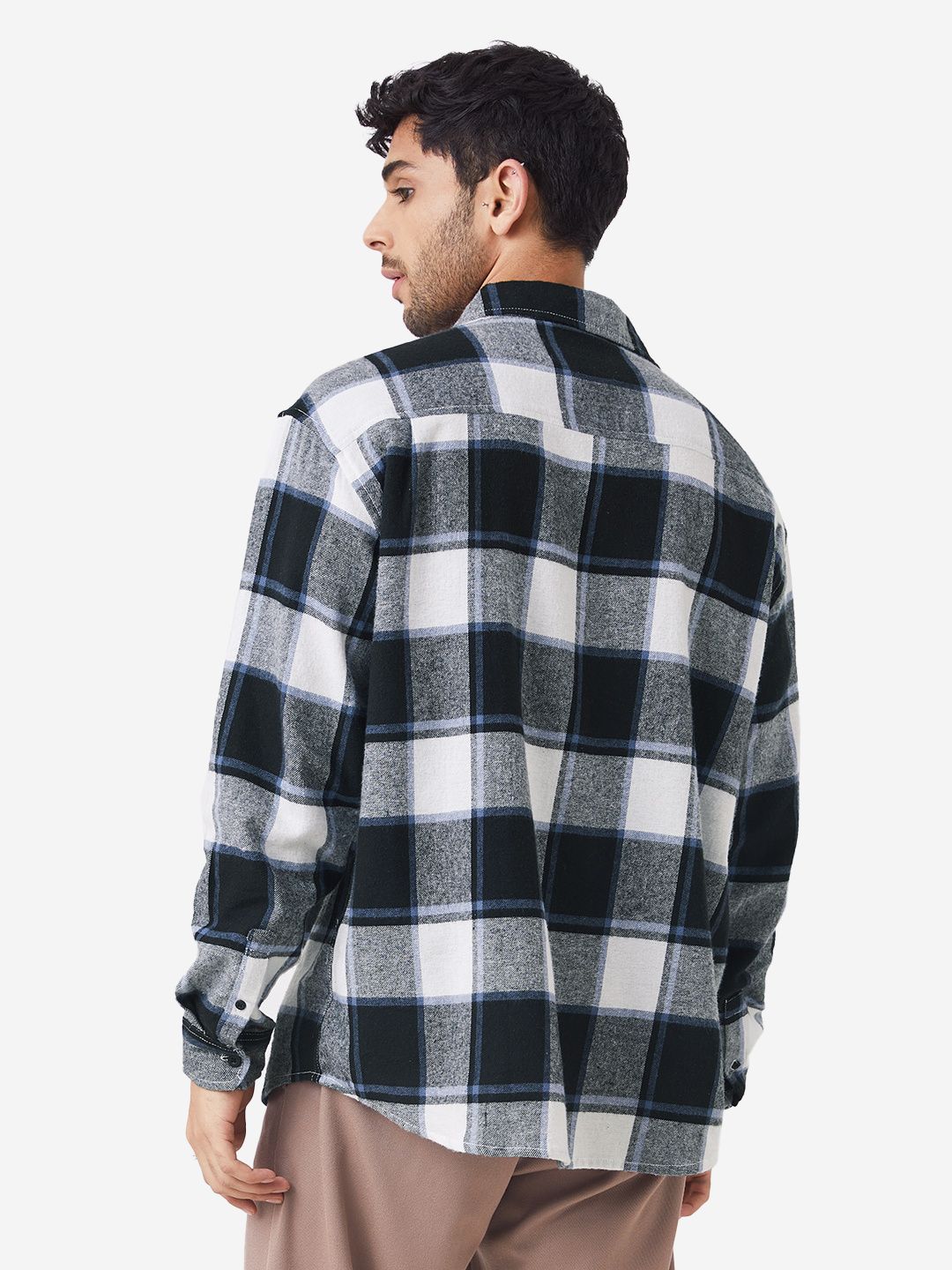 Plaids: Black, White Men Relaxed Shirts price
